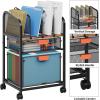 imageMarbrasse Rolling File Cart with Adjustable Dividers Mobile File Cabinet on Lockable Wheels Office Filing Cabinet Organizer Hanging File Folder Organizer for Home Office  Dark BrownDark Brown