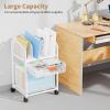 imageMarbrasse Rolling File Cart with Adjustable Dividers Mobile File Cabinet on Lockable Wheels Office Filing Cabinet Organizer Hanging File Folder Organizer for Home Office  Dark BrownWhite