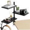 imageMarbrasse 3Tier Clamp on Desk Shelf Adjustable Above or Under Desktop Storage Shelf 360Rotatable Wood Standing Desk Organizer with HooksDesk Storage for Gaming DevicesBlackBlack