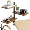 imageMarbrasse 3Tier Clamp on Desk Shelf Adjustable Above or Under Desktop Storage Shelf 360Rotatable Wood Standing Desk Organizer with HooksDesk Storage for Gaming DevicesBlackBrown