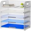 imageMarbrasse 5 Tier Paper Organizer with 3 Pen Holders Mesh Desk File Organizer with Handle Paper Sorter Desk Organizer for Home Office SuppliesBlack5 Tier Mesh File Organizerwhite