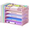 imageMarbrasse 5Tier Desk Organizer with File HolderPaper Letter Tray OrganizerDesktop File Organizer with Adjustable CompartmentsMesh Desk Organizers and Accessories for Office SuppliesBlackPink