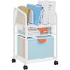 imageMarbrasse Rolling File Cart with Adjustable Dividers Mobile File Cabinet on Lockable Wheels Office Filing Cabinet Organizer Hanging File Folder Organizer for Home Office  Dark BrownWhite