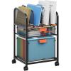 imageMarbrasse Rolling File Cart with Adjustable Dividers Mobile File Cabinet on Lockable Wheels Office Filing Cabinet Organizer Hanging File Folder Organizer for Home Office  Dark BrownDark Brown