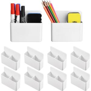 imageMabrasse 10p Magnetic Dry Erase Marker HolderPen and Eraser Holder for Whiteboard Magnet Pencil Cup Utility Storage Organizer for Office Refrigerator Locker and Metal Cabinets 10 PackMagholder10pcs