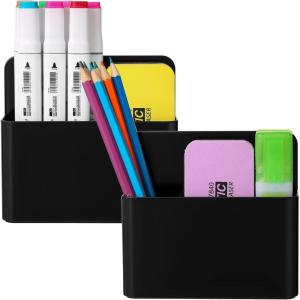 imageMabrasse 10p Magnetic Dry Erase Marker HolderPen and Eraser Holder for Whiteboard Magnet Pencil Cup Utility Storage Organizer for Office Refrigerator Locker and Metal Cabinets 10 Pack2p Magnetic pen holder  black