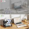 imageMarbrasse Label Holder for Rolls and Fanfold Labels Metal Thermal Label Printer Holder with Drawer Shipping Label StandSticker Roll Holder for Home Office Small BusinessBlackBlack