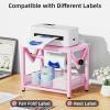 imageMarbrasse Label Holder for Rolls and Fanfold Labels Metal Thermal Label Printer Holder with Drawer Shipping Label StandSticker Roll Holder for Home Office Small BusinessBlackPink