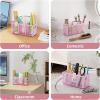 imageMarbrasse Mesh Pen Holder for DeskPencil Holder Desk Organizer 3 Adjustable CompartmentsPencil Cup with Handle Perfect for Classroom Office HomeMakeupArt PinkPink