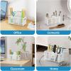 imageMarbrasse Mesh Pen Holder for DeskPencil Holder Desk Organizer 3 Adjustable CompartmentsPencil Cup with Handle Perfect for Classroom Office HomeMakeupArt PinkWhite