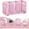 imageMarbrasse Mesh Pen Holder for DeskPencil Holder Desk Organizer 3 Adjustable CompartmentsPencil Cup with Handle Perfect for Classroom Office HomeMakeupArt PinkPink