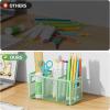 imageMarbrasse Mesh Pen Holder for DeskPencil Holder Desk Organizer 3 Adjustable CompartmentsPencil Cup with Handle Perfect for Classroom Office HomeMakeupArt PinkGreen