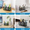 imageMarbrasse Mesh Pen Holder for DeskPencil Holder Desk Organizer 3 Adjustable CompartmentsPencil Cup with Handle Perfect for Classroom Office HomeMakeupArt PinkBlack