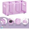 imageMarbrasse Mesh Pen Holder for DeskPencil Holder Desk Organizer 3 Adjustable CompartmentsPencil Cup with Handle Perfect for Classroom Office HomeMakeupArt PinkPurple