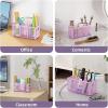 imageMarbrasse Mesh Pen Holder for DeskPencil Holder Desk Organizer 3 Adjustable CompartmentsPencil Cup with Handle Perfect for Classroom Office HomeMakeupArt PinkPurple