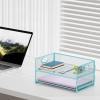 imageMarbrasse 2 Tier Paper Organizer Letter Tray Mesh File Organizer with Handle Paper Sorter Desk Organizer for Home Office Supplies  Black2 Tier Blue