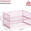 imageMarbrasse 2 Tier Paper Organizer Letter Tray Mesh File Organizer with Handle Paper Sorter Desk Organizer for Home Office Supplies  Black2 Tier Pink