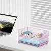 imageMarbrasse 2 Tier Paper Organizer Letter Tray Mesh File Organizer with Handle Paper Sorter Desk Organizer for Home Office Supplies  Black2 Tier Purple