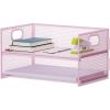 imageMarbrasse 2 Tier Paper Organizer Letter Tray Mesh File Organizer with Handle Paper Sorter Desk Organizer for Home Office Supplies  Black2 Tier Pink