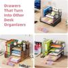 imageMarbrasse 3 Packs Desk Drawer Organizers Metal Mesh Dividers with 9 Adjustable Compartments Pen Organizer for Drawer Tray Box Accessories for DesktopKitchen MakeupPurplePink
