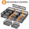 imageMarbrasse 3 Packs Desk Drawer Organizers Metal Mesh Dividers with 9 Adjustable Compartments Pen Organizer for Drawer Tray Box Accessories for DesktopKitchen MakeupPurpleBlack Drawer Organizer