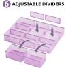 imageMarbrasse 3 Packs Desk Drawer Organizers Metal Mesh Dividers with 9 Adjustable Compartments Pen Organizer for Drawer Tray Box Accessories for DesktopKitchen MakeupPurplePurple