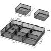imageMarbrasse 3 Packs Desk Drawer Organizers Metal Mesh Dividers with 9 Adjustable Compartments Pen Organizer for Drawer Tray Box Accessories for DesktopKitchen MakeupPurpleBlack Drawer Organizer