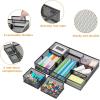 imageMarbrasse 3 Packs Desk Drawer Organizers Metal Mesh Dividers with 9 Adjustable Compartments Pen Organizer for Drawer Tray Box Accessories for DesktopKitchen MakeupPurpleBlack Drawer Organizer