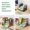 imageMarbrasse 3 Packs Desk Drawer Organizers Metal Mesh Dividers with 9 Adjustable Compartments Pen Organizer for Drawer Tray Box Accessories for DesktopKitchen MakeupPurpleGreen