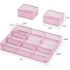 imageMarbrasse 3 Packs Desk Drawer Organizers Metal Mesh Dividers with 9 Adjustable Compartments Pen Organizer for Drawer Tray Box Accessories for DesktopKitchen MakeupPurplePink
