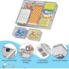 imageMarbrasse 3 Packs Desk Drawer Organizers Metal Mesh Dividers with 9 Adjustable Compartments Pen Organizer for Drawer Tray Box Accessories for DesktopKitchen MakeupPurpleSilver