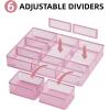 imageMarbrasse 3 Packs Desk Drawer Organizers Metal Mesh Dividers with 9 Adjustable Compartments Pen Organizer for Drawer Tray Box Accessories for DesktopKitchen MakeupPurplePink