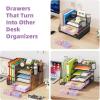 imageMarbrasse 3 Packs Desk Drawer Organizers Metal Mesh Dividers with 9 Adjustable Compartments Pen Organizer for Drawer Tray Box Accessories for DesktopKitchen MakeupPurplePurple