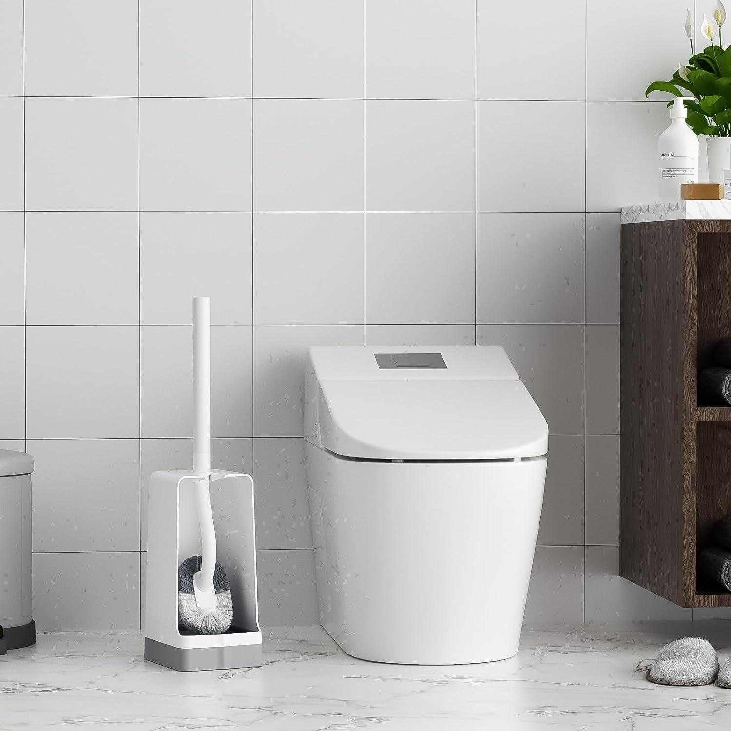 imageMarbarsse Bathroom Toilet Bowl Brush and Holder Curved Design Toilet Brush for Deep Cleaning Under Rim Best Toilet Brush Set Easy Handy CompactToilet BowlCleaner Brush for Bathroom 4 Pack1 Pack  Dismount