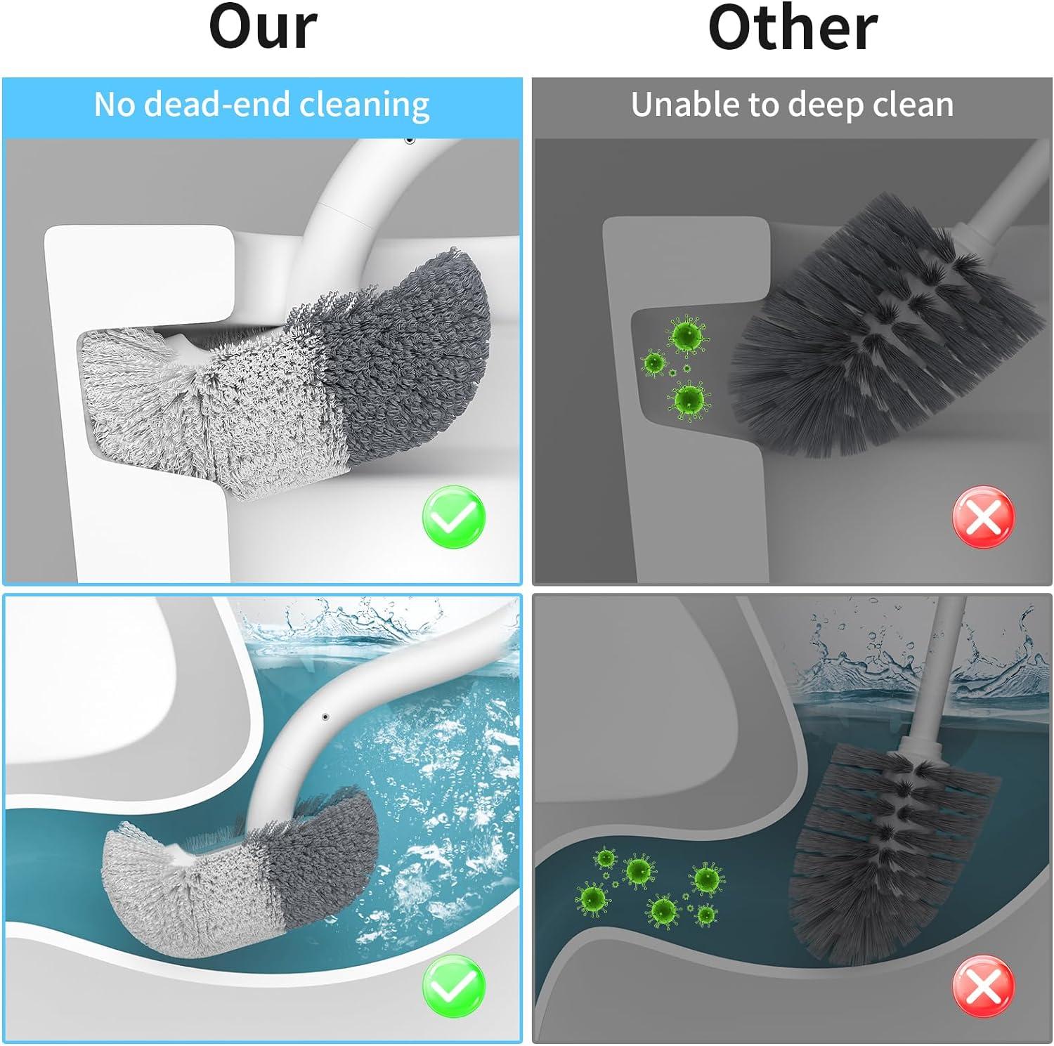 imageMarbarsse Bathroom Toilet Bowl Brush and Holder Curved Design Toilet Brush for Deep Cleaning Under Rim Best Toilet Brush Set Easy Handy CompactToilet BowlCleaner Brush for Bathroom 4 Pack1 Pack  Dismount