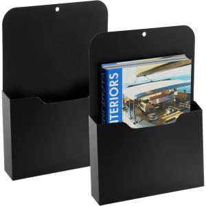 imageMagnetic File Holder  Magnetic Paper Holder Pocket Organizer Office Supplies Storage Mail Organizer for NotebooksPlannersLetter Blue2Pack LBlack