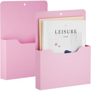imageMagnetic File Holder  Magnetic Paper Holder Pocket Organizer Office Supplies Storage Mail Organizer for NotebooksPlannersLetter BluePink Holder2L
