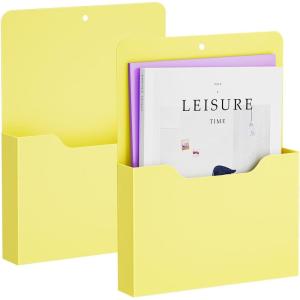 imageMagnetic File Holder  Magnetic Paper Holder Pocket Organizer Office Supplies Storage Mail Organizer for NotebooksPlannersLetter BlueYellow Holder2L