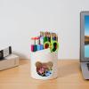 imageMarbrasse Desk Organizer Cute Pen Holder for Desk Pencil Pen Organizer for Classroom Must Haves Art Supply Storage Box Caddy for Office Home White ampamp White Bear Head one sizeWhite