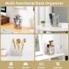 imageMarbrasse Desk Organizer Cute Pen Holder for Desk Pencil Pen Organizer for Classroom Must Haves Art Supply Storage Box Caddy for Office Home White ampamp White Bear Head one sizeTransparent gold edge