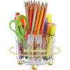 imageMarbrasse Desk Organizer Cute Pen Holder for Desk Pencil Pen Organizer for Classroom Must Haves Art Supply Storage Box Caddy for Office Home White ampamp White Bear Head one sizeTransparent gold edge