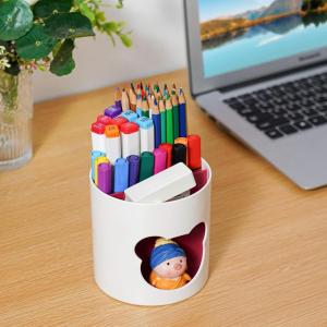 imageMarbrasse Desk Organizer Cute Pen Holder for Desk Pencil Pen Organizer for Classroom Must Haves Art Supply Storage Box Caddy for Office Home White ampamp White Bear Head one sizeRed
