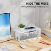 imageMarbrasse 3 Pack Cable Management Box Metal Mesh Cord Organizer Box for TV Wires Electrical Hiding Power Strip  Under Desk Cable Storage Box with Cable ClipsampampReusable Cable Ties for HomeOfficeWhite