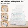 imageMarbrasse 3 Pack Cable Management Box Metal Mesh Cord Organizer Box for TV Wires Electrical Hiding Power Strip  Under Desk Cable Storage Box with Cable ClipsampampReusable Cable Ties for HomeOfficeWhite