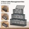 imageMarbrasse 3 Pack Cable Management Box Metal Mesh Cord Organizer Box for TV Wires Electrical Hiding Power Strip  Under Desk Cable Storage Box with Cable ClipsampampReusable Cable Ties for HomeOfficeBlack