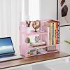 imageMarbrasse 3Tier Desk Shelf Organizer with Handle Desktop Bookshelf File Holder Mesh Display Shelf Organizer Storage Rack for Office Home Supplies Kitchen BlackDesk Shelf Organizer  Pink