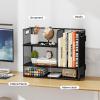 imageMarbrasse 3Tier Desk Shelf Organizer with Handle Desktop Bookshelf File Holder Mesh Display Shelf Organizer Storage Rack for Office Home Supplies Kitchen BlackDesk Shelf Organizer  Black