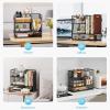 imageMarbrasse 3Tier Desk Shelf Organizer with Handle Desktop Bookshelf File Holder Mesh Display Shelf Organizer Storage Rack for Office Home Supplies Kitchen BlackDesk Shelf Organizer  Black