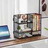 imageMarbrasse 3Tier Desk Shelf Organizer with Handle Desktop Bookshelf File Holder Mesh Display Shelf Organizer Storage Rack for Office Home Supplies Kitchen BlackDesk Shelf Organizer  Black