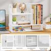 imageMarbrasse 3Tier Desk Shelf Organizer with Handle Desktop Bookshelf File Holder Mesh Display Shelf Organizer Storage Rack for Office Home Supplies Kitchen BlackDesk Shelf Organizer  White